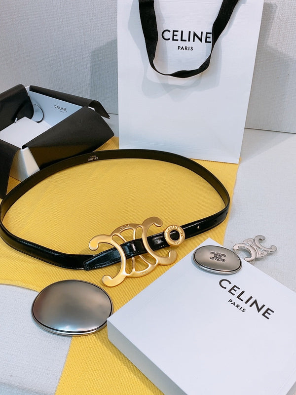 CL Signature Belt 1.8cm Black Taurillon Leather 211352