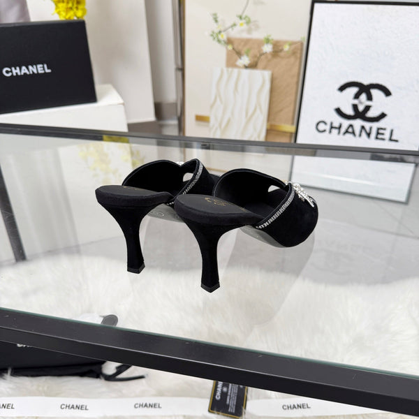 CC Star Brooch Mules Black Cashmere Leather 872824