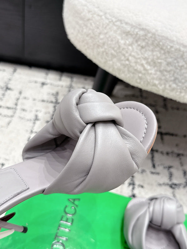 BV Knot Mule Sandals 9cm Grey Lambskin Leather 880940