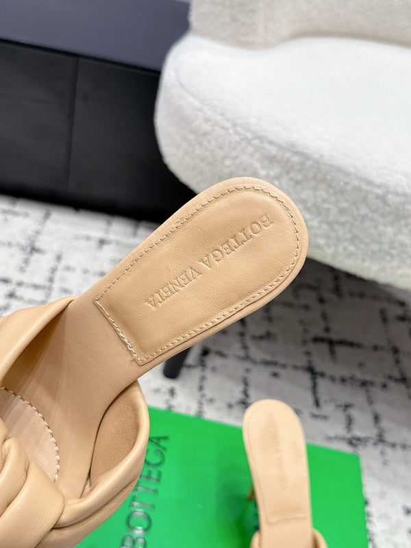 BV Knot Mule Sandals 9cm Beige Lambskin Leather 880938