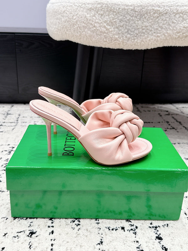 BV Knot Mule Sandals 9cm Pink Lambskin Leather 880935