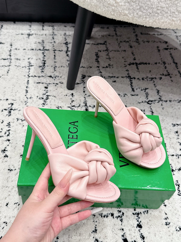 BV Knot Mule Sandals 9cm Pink Lambskin Leather 880935