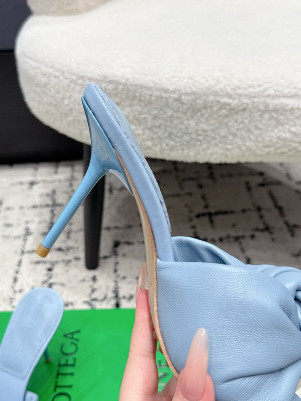 BV Knot Mule Sandals 9cm Blue Lambskin Leather 880934