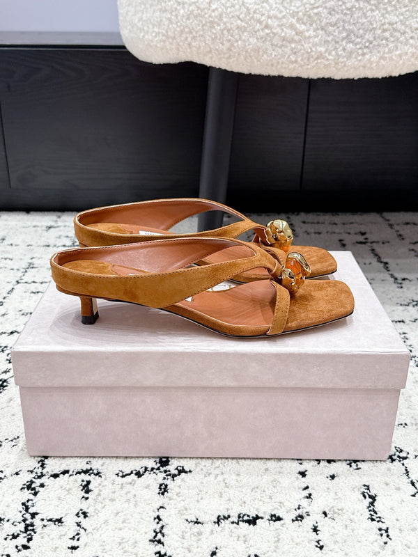 JC Emeri Stone Sandals 3cm Tan Suede Leather 880817