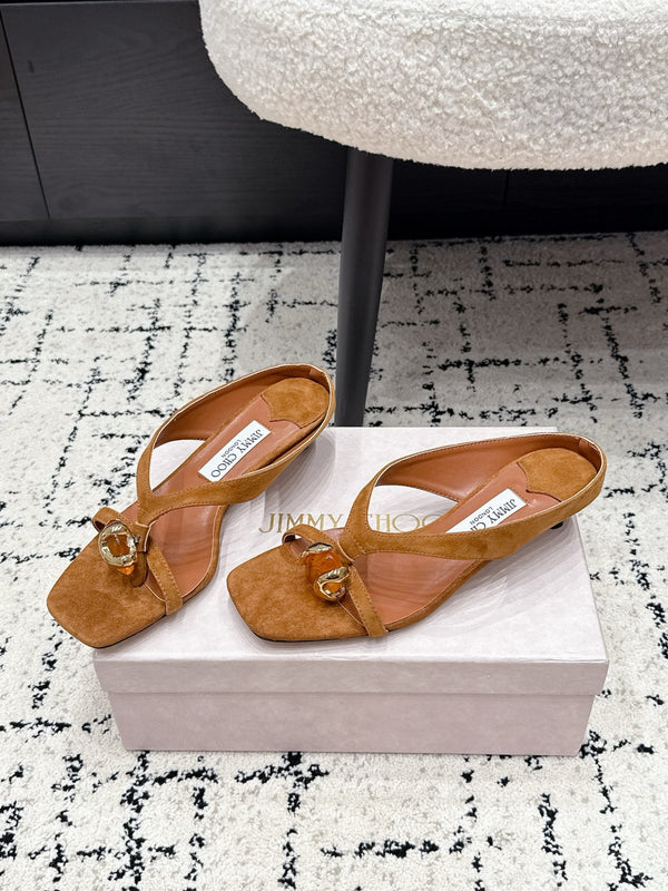 JC Emeri Stone Sandals 3cm Tan Suede Leather 880817