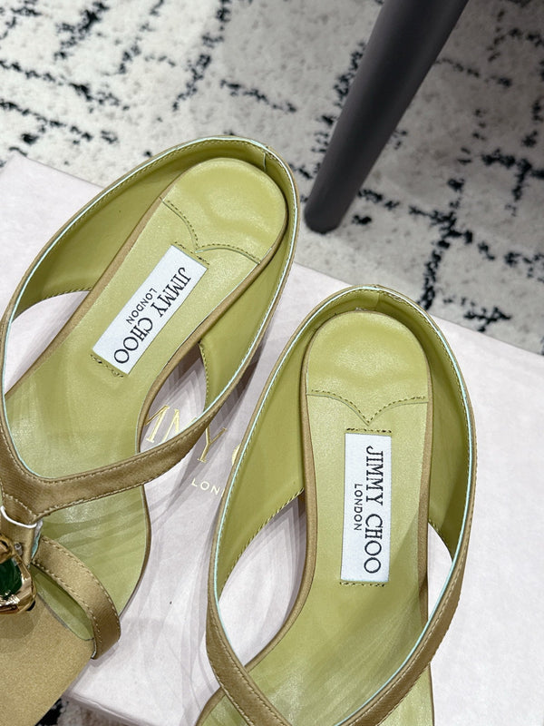 JC Emeri Stone Sandals 3cm Olive Green Suede Leather 880815