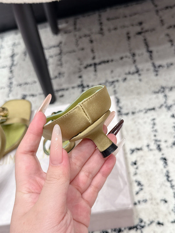 JC Emeri Stone Sandals 3cm Olive Green Suede Leather 880815