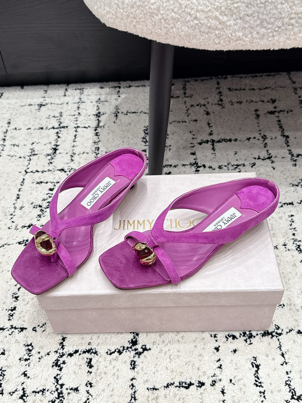 JC Emeri Stone Sandals 3cm Purple Suede Leather 880814