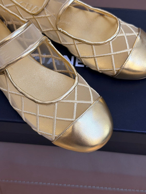 CC Coco Beach 2026 Mesh Mary Jane Gold Cowhide 888708