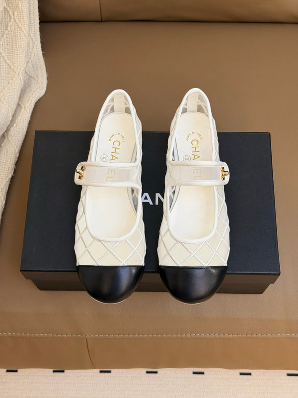 CC Coco Beach 2026 Mesh Mary Jane White Black Cowhide 888707