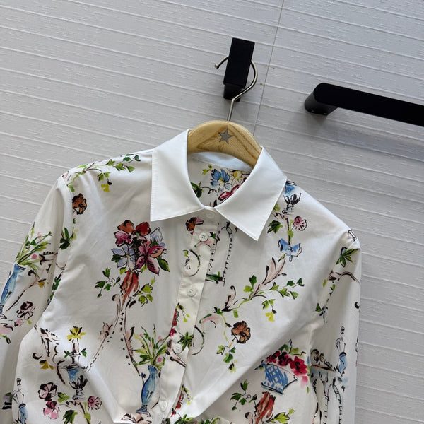 CD Dioriviera Arabesque Tie Blouse White Cotton 401995
