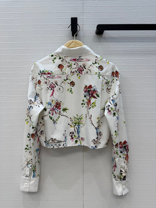 CD Dioriviera Arabesque Tie Blouse White Cotton 401995