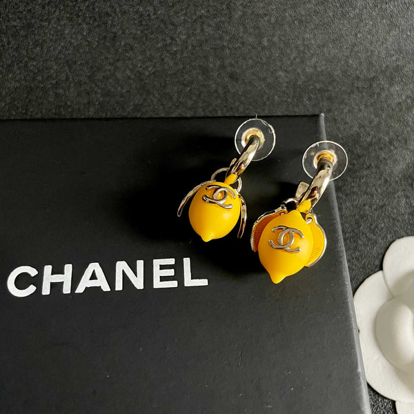 CC Lemon Stud Earrings Yellow Enamel 659651