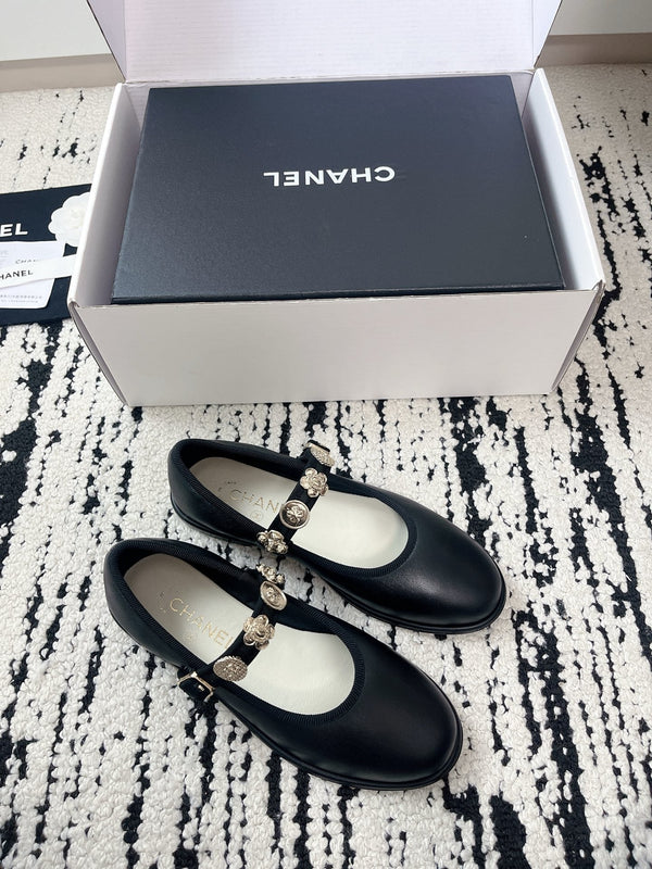 CC 26A Charm Mary Jane Ballet Flats Black Leather 900753