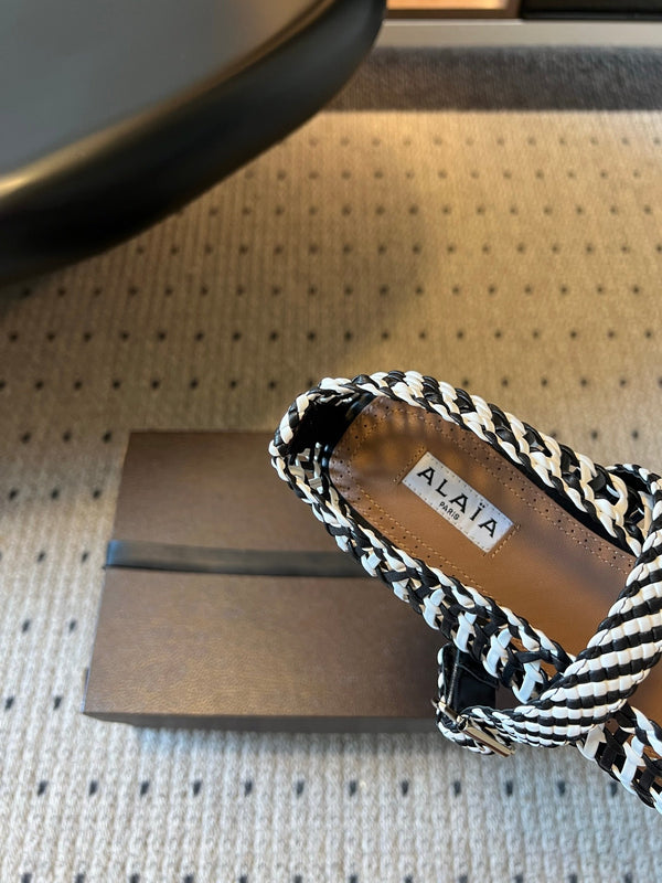 Alaia Crochet Mary Jane Ballet Flats Handwoven