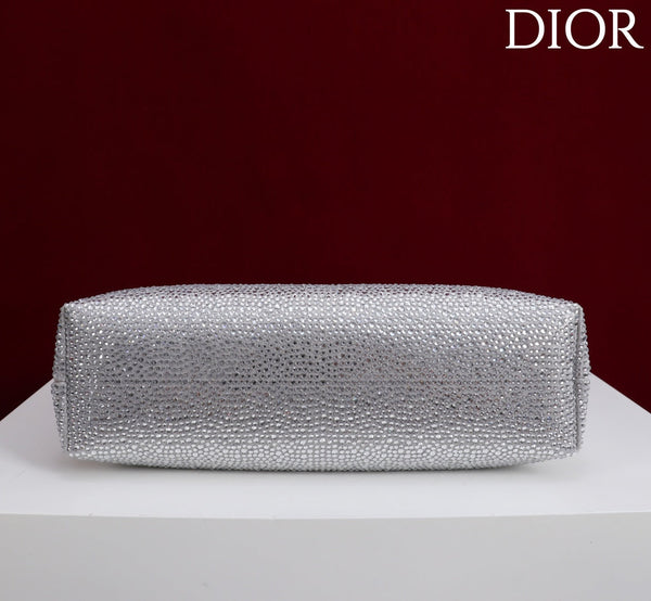 CD Small Bow Bag 30cm Silver Strass 160740