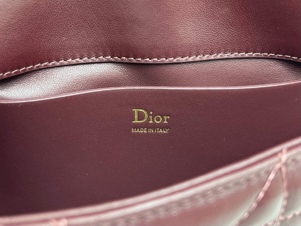 CD My Tender Top Handle Burgundy 21cm Burgundy Macrocannage Leather 159471
