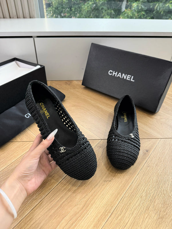 CC Braided Ballet Flats Black Fabric 916122