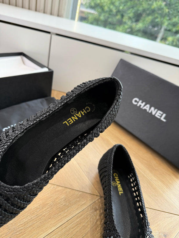 CC Braided Ballet Flats Black Fabric 916122