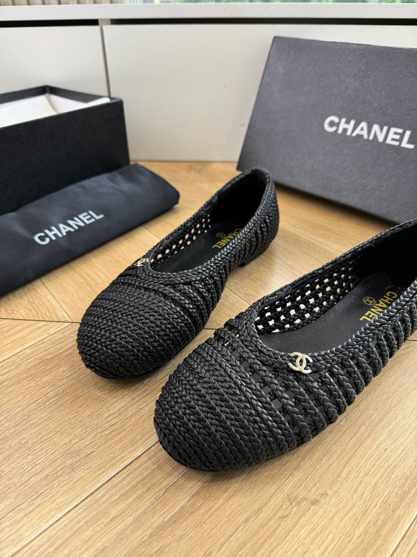 CC Braided Ballet Flats Black Fabric 916122