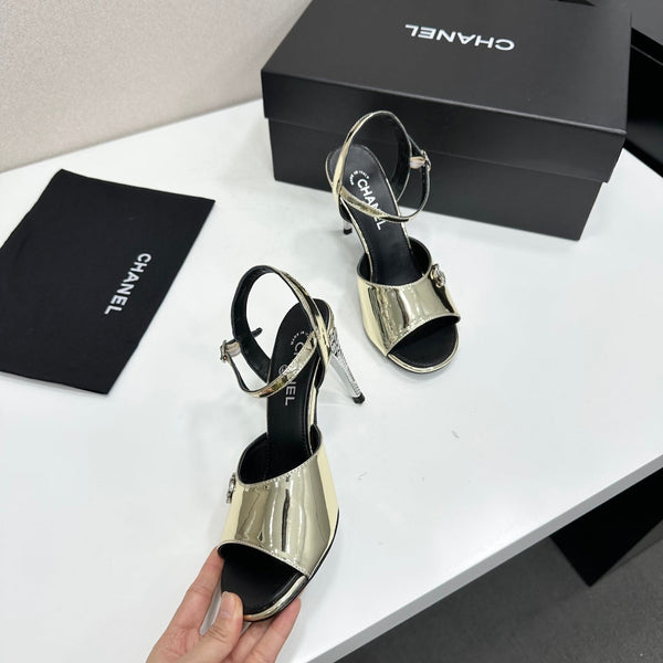 CC Slingback Heel Sandals Gold Mirror Leather 925714