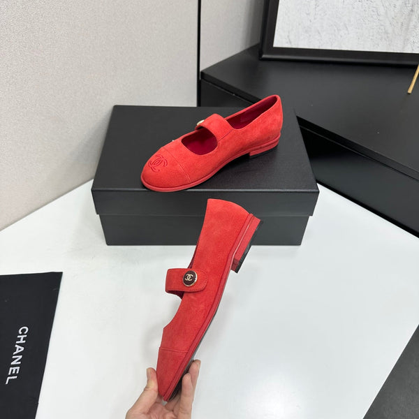 CC Mary Jane Flats Red Suede 925649