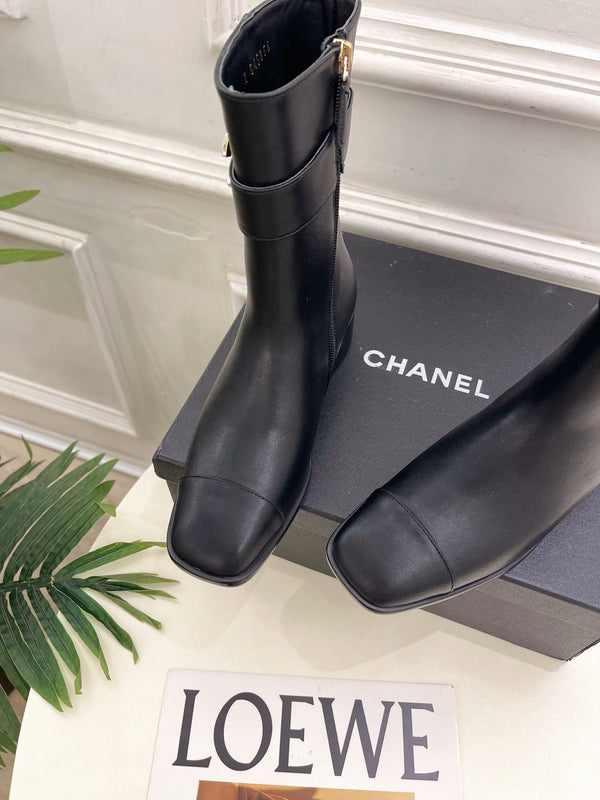 CC Double C Ankle Boots 3.5CM Black Leather 946998