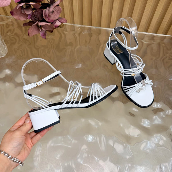 CE Clémence Triomphe Heeled Sandals White Leather 949367