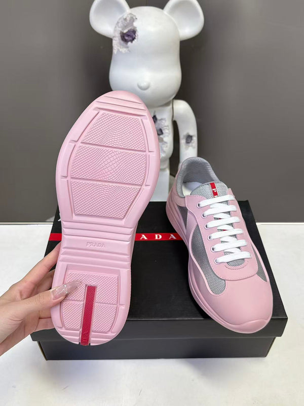 Prad America's Cup Logo Tag Sneakers Pink Soft Rubber & Bike Fabric 951923