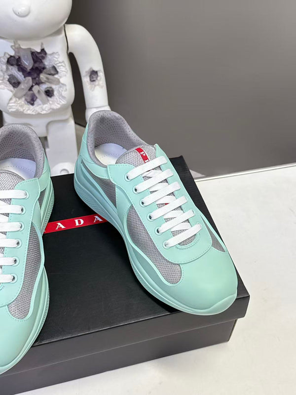 Prad America's Cup Logo Tag Sneakers Mint Blue Soft Rubber & Bike Fabric 951920