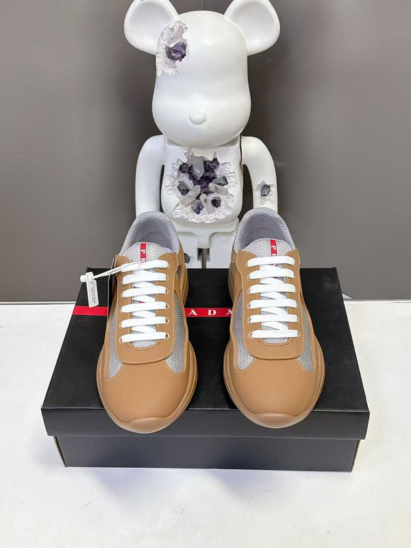 Prad America's Cup Logo Tag Sneakers Light Brown Soft Rubber & Bike Fabric 951913