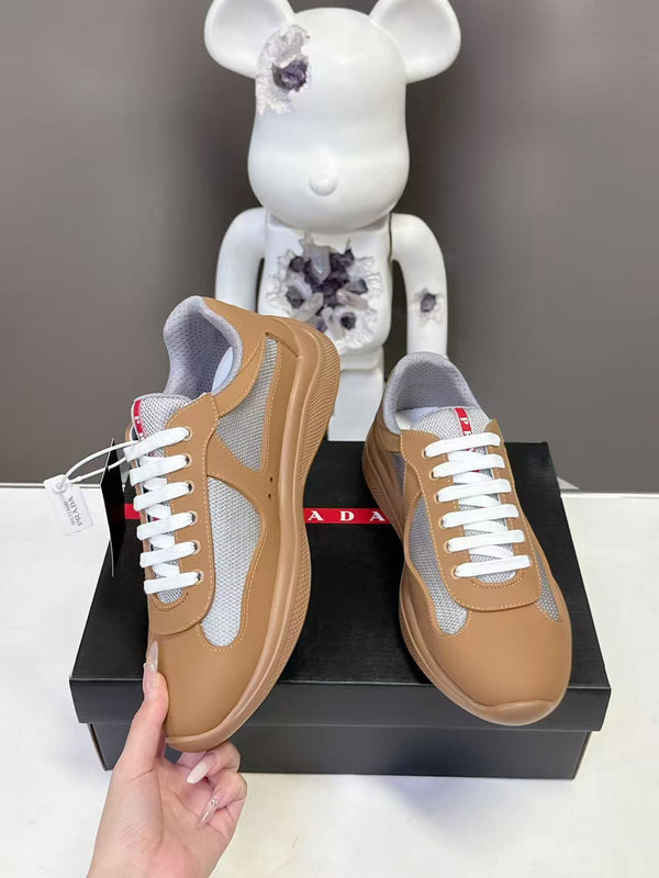 Prad America's Cup Logo Tag Sneakers Light Brown Soft Rubber & Bike Fabric 951913