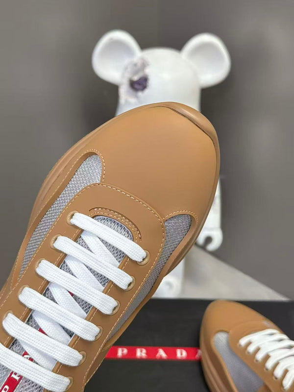 Prad America's Cup Logo Tag Sneakers Light Brown Soft Rubber & Bike Fabric 951913