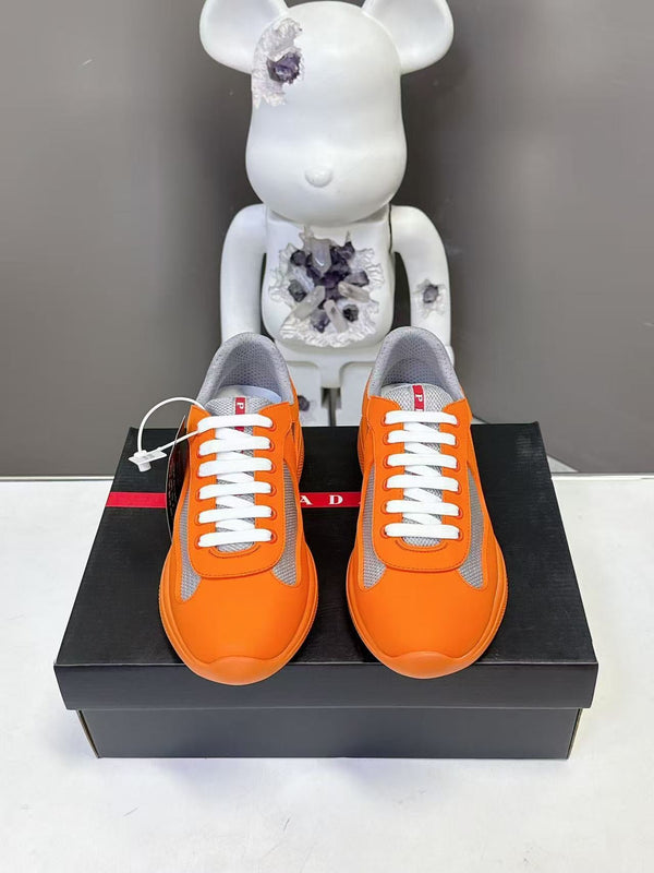 Prad America's Cup Logo Tag Sneakers Orange Soft Rubber & Bike Fabric 951914
