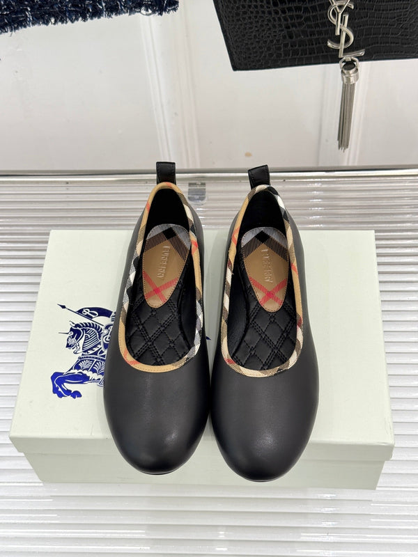 Burberry Robin Ballet Flats Black Leather 956167