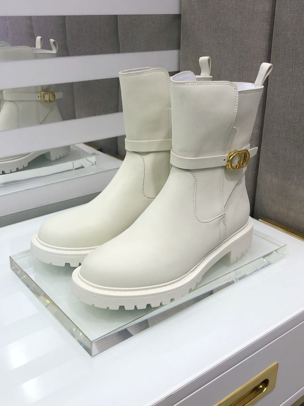 CD Empreinte Ankle Boots 1.5CM Buckle Milky White Leather 965383