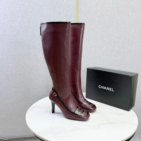 CC 26s Silhouette Long Boots Burgundy Black Sheepskin 972808