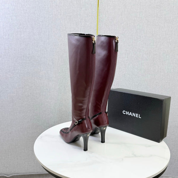CC 26s Silhouette Long Boots Burgundy Black Sheepskin 972808