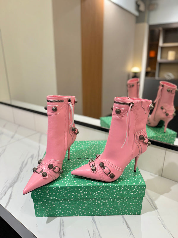 BLC Cagole Mid-Calf Boots 9.5cm Pink Leather 985483