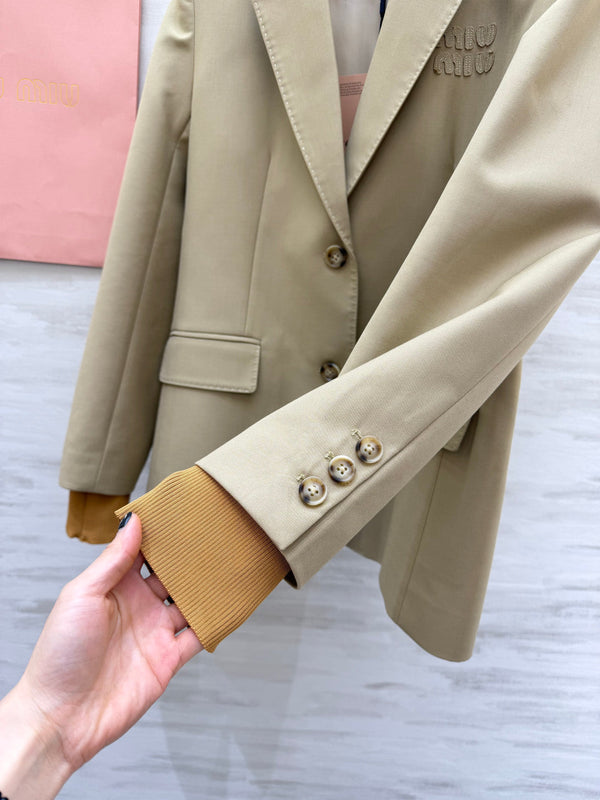 Miu Tailored Blazer Knit Collar Cuffs 427472
