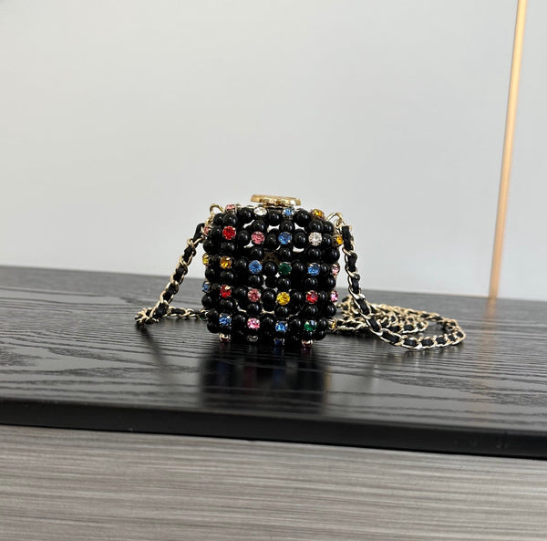 CC Cruise Mini Evening Bag 8cm Pearl Multicolor Crystal Rhinestones 01