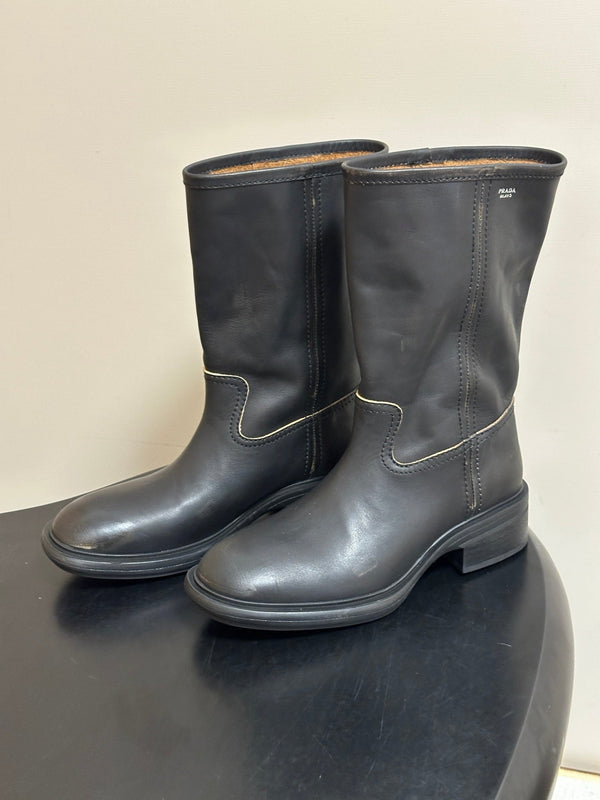 Prad S26 Deconstructed Ankle Boots Plain Smooth Leather 151276