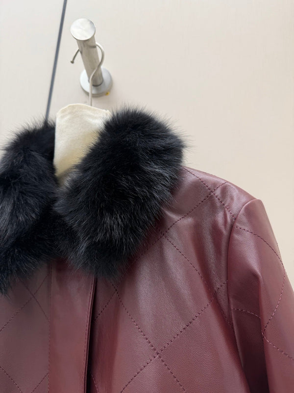 CC 26S Logo Hardware Fur Collar Jacket Lambskin 435086