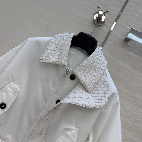 BV 26S Intrecciato Collar Padded Bomber Jacket Polyester 435629
