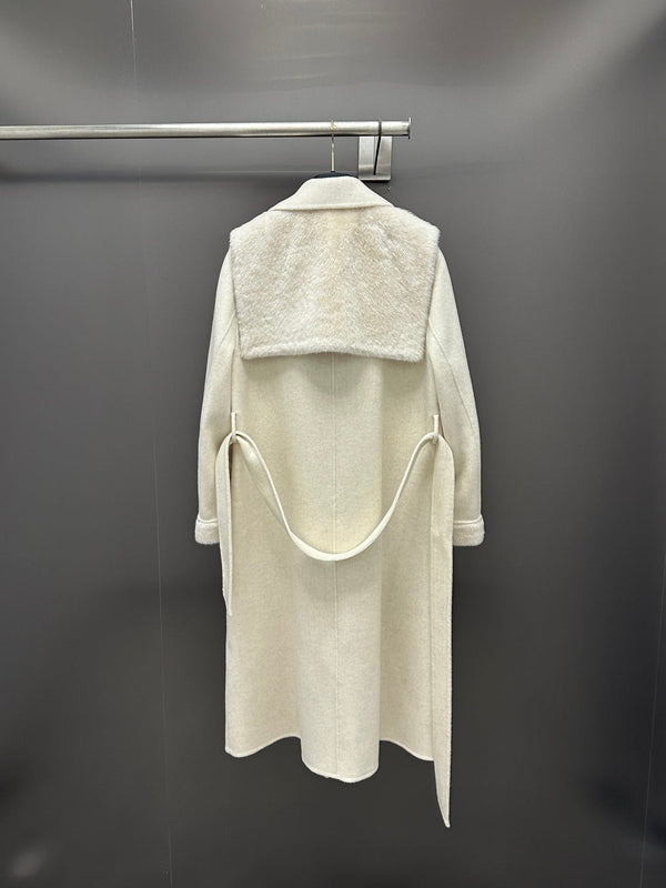 HM 26K Cashmere Coat Fur Shawl Collar Wool Cashmere Blend 435156