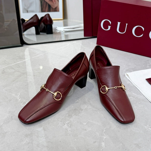 GG 26S Horsebit Loafers 6cm Block Heel Leather 157232