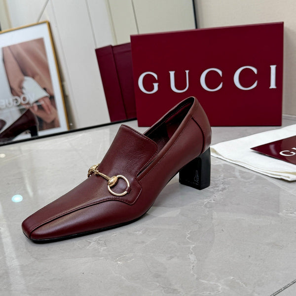 GG 26S Horsebit Loafers 6cm Block Heel Leather 157232