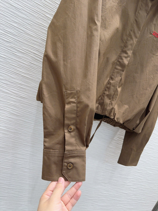 LW 26S Double L Shirt Pointed Collar Drawstring Hem Logo Cotton 436485