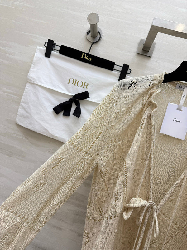 CD 26S Open-Knit Cardigan & V-Neck Slip Dress Set 437215