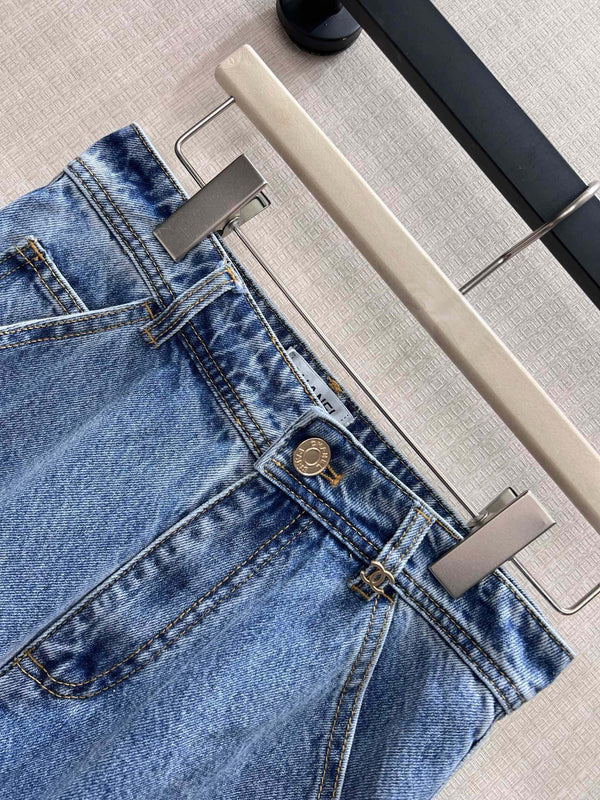 CC 26S High-Waist Wide-Leg Cargo Jeans Contrast Stitching Blue Cotton 437692